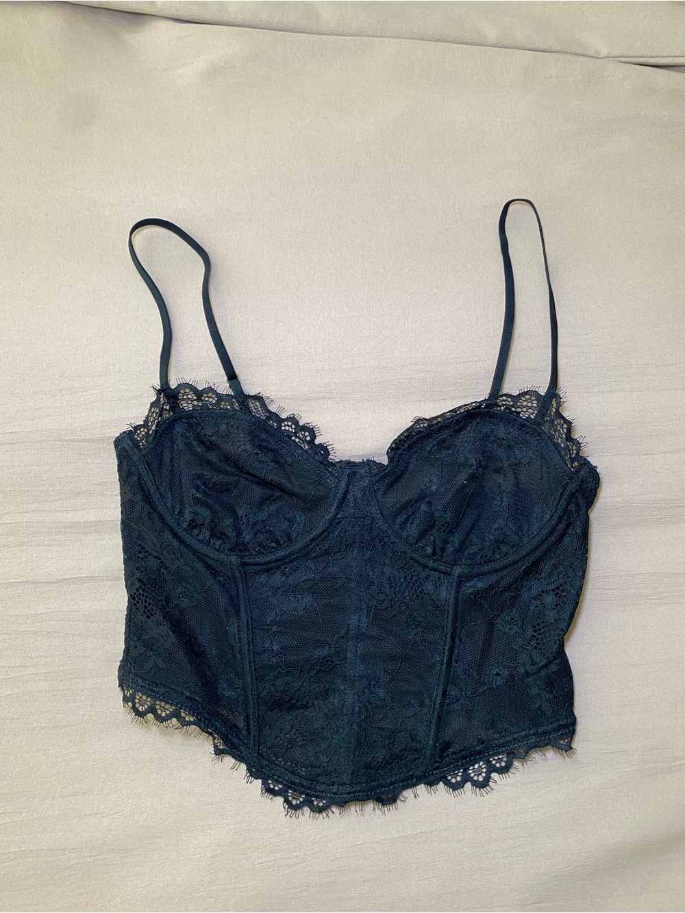 FOREVER 21 Black Lace Corset Bustier Top Adjustable Straps